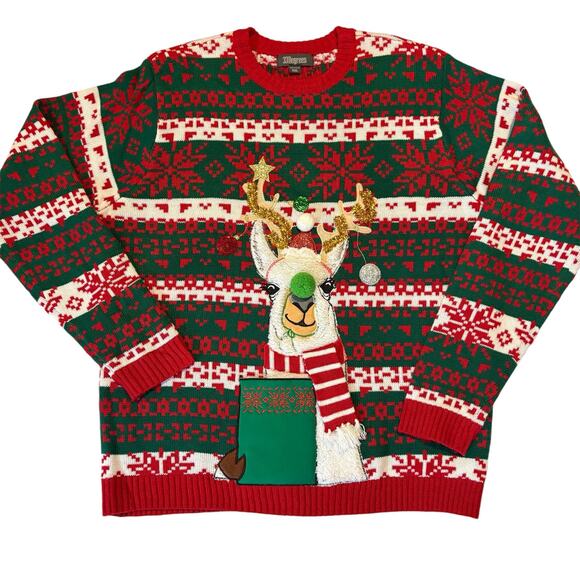 33 DEGREES | Llama Christmas Holiday Sweater Unisex XXL - Picture 1 of 6